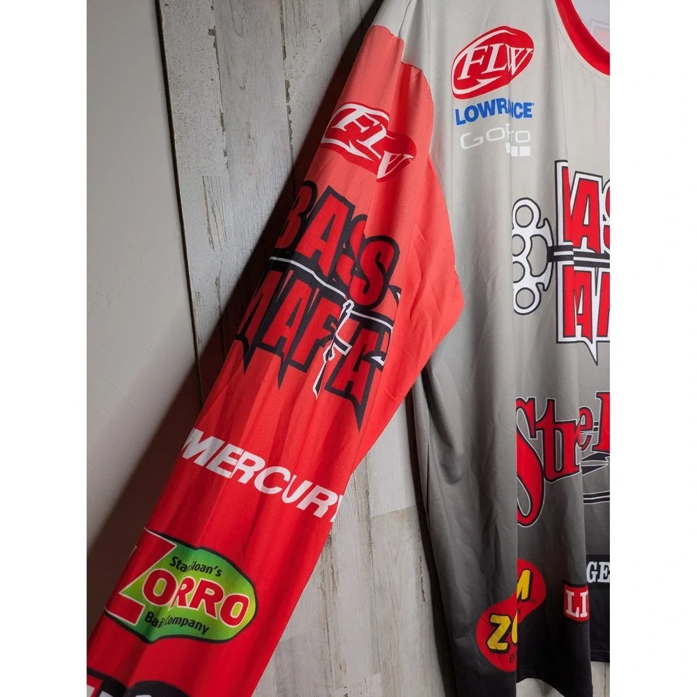 FLW Bass Fishing Jersey 2XL Bass Mafia‎ Mercury Strike King Tournament Sponsors